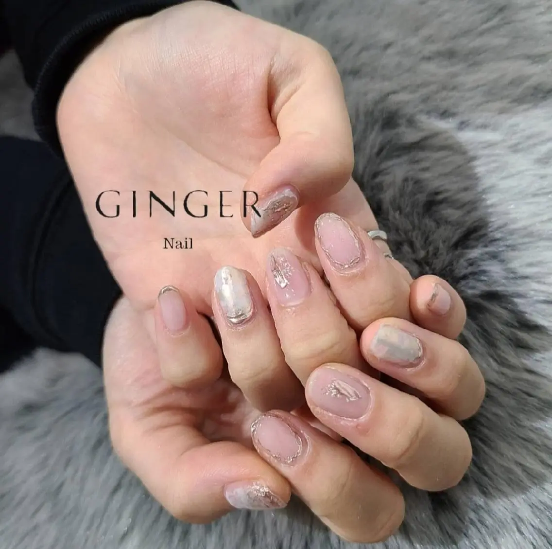 ネイル キラキラネイル ミラーネイル ニュアンスネイル ハンドネイル GINGER  斎藤舞のネイルデザイン