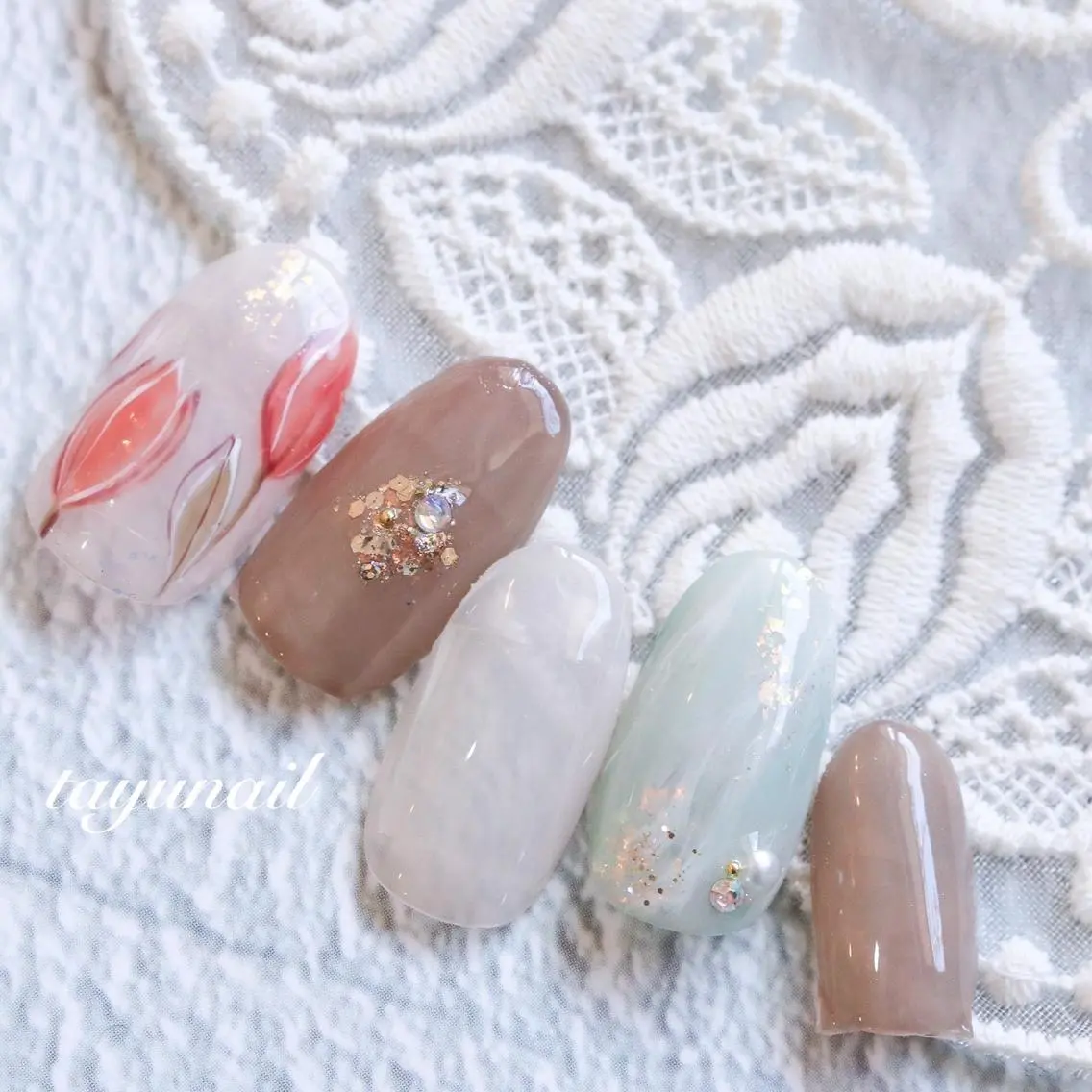 ネイル アートネイル フラワーネイル フレンチネイル ジェルネイル ニュアンスネイル ハンドネイル ネイルサロン 【たゆnail】のネイルデザイン