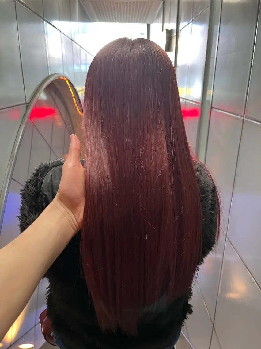 ロング カラー ブリーチ レッドカラー ヘアカラー dogstar小林諒 パーマ/レイヤーのヘアスタイル