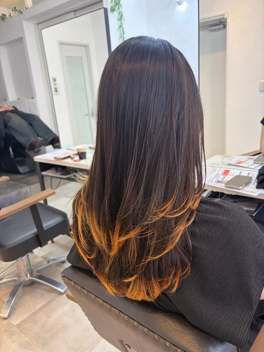 セミロング カラー 🥀韓国ヘア🥀 宮津真菜のヘアスタイル
