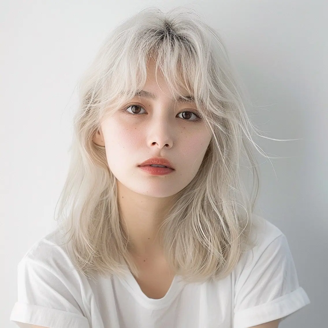 セミロング ハイライト 髪質改善 韓国風ヘア レイヤーカット piLLon 心斎橋のヘアスタイル