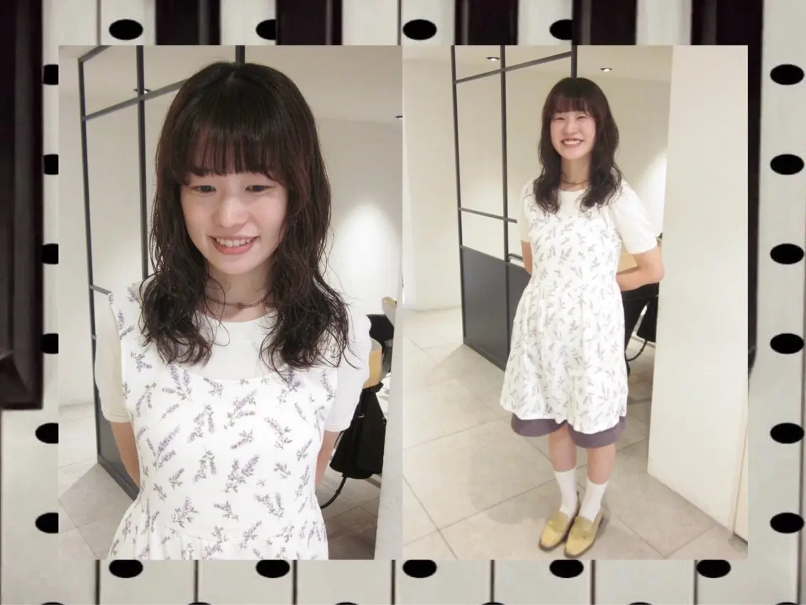 ミディアム パーマ yuka | 京都 |カットモデル🧁♡のヘアスタイル