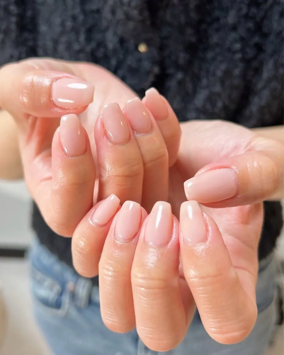 ネイル ピンク ピンクベージュ ワンホンネイル ハンドネイル ten nail salon　かえでのネイルデザイン