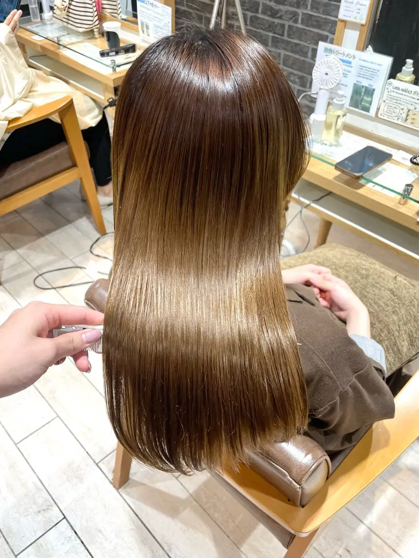 ロング 縮毛矯正 酸性ストレート 縮毛矯正 トリートメント 🍬kanami 🍬ボブ/暖色カラーのヘアスタイル