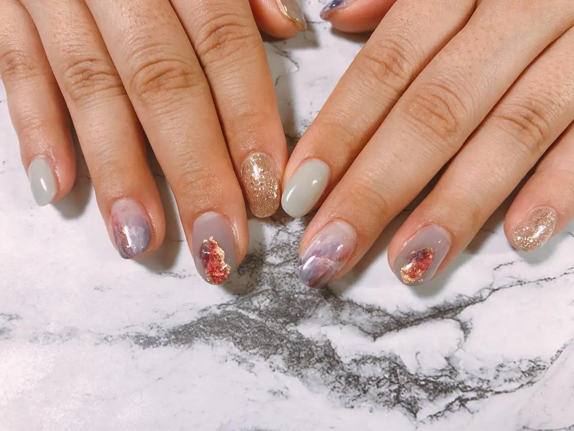 ネイル ニュアンスネイル 春ネイル kiki nail &brow二子玉川のネイルデザイン