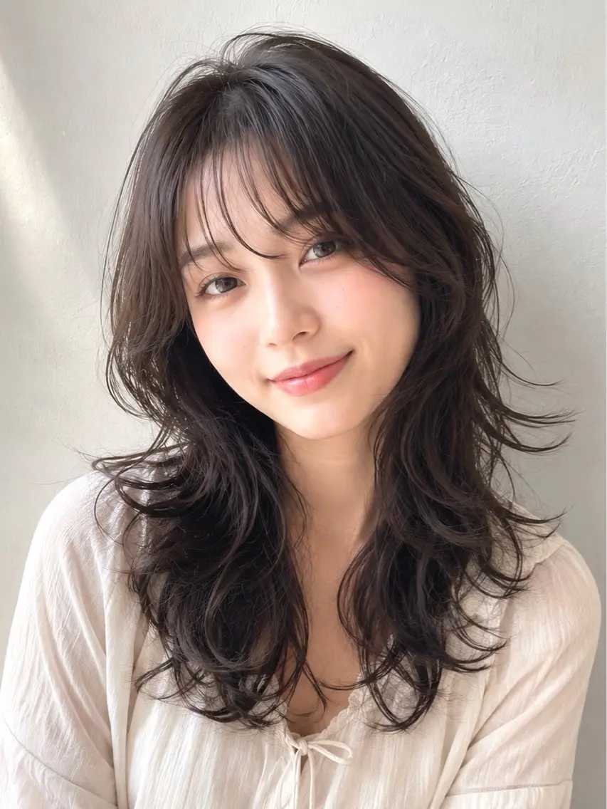 ミディアム パーマ カット パーマ 抜きっぱなしブロンド /ハイトーン/カナタのヘアスタイル