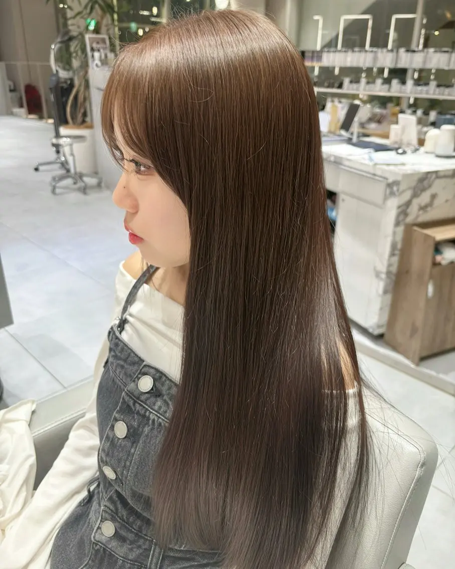 セミロング 髪質改善 カット ヘアカラー トリートメント 🫧暖色愛され透明感 🍒カラー千優のヘアスタイル