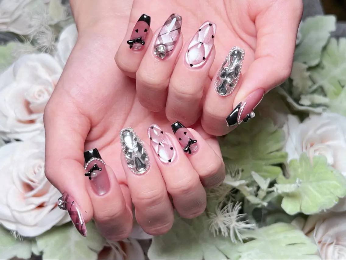 ネイル 成人式 ロングネイル マグネットネイル 持ち込み ワンカラーネイル ハンドネイル Painty nailのネイルデザイン
