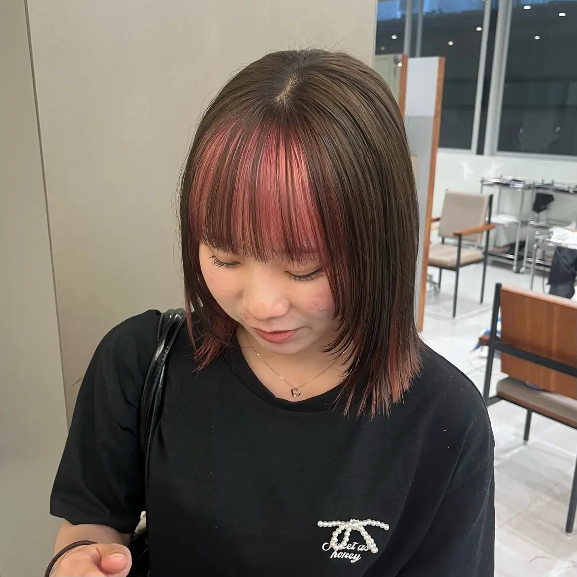 ミディアム カラー ベージュカラー ブリーチ 透明感カラー ダブルカラー インナーカラー カット ヘアカラー トリートメント 髪質改善カラー/ボブ 🌻Mutsumiのヘアスタイル
