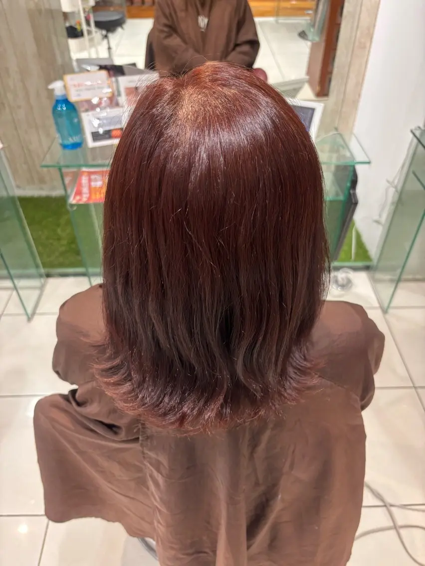 カラー ブラウンカラー レッドカラー 蔵野 花音のヘアスタイル