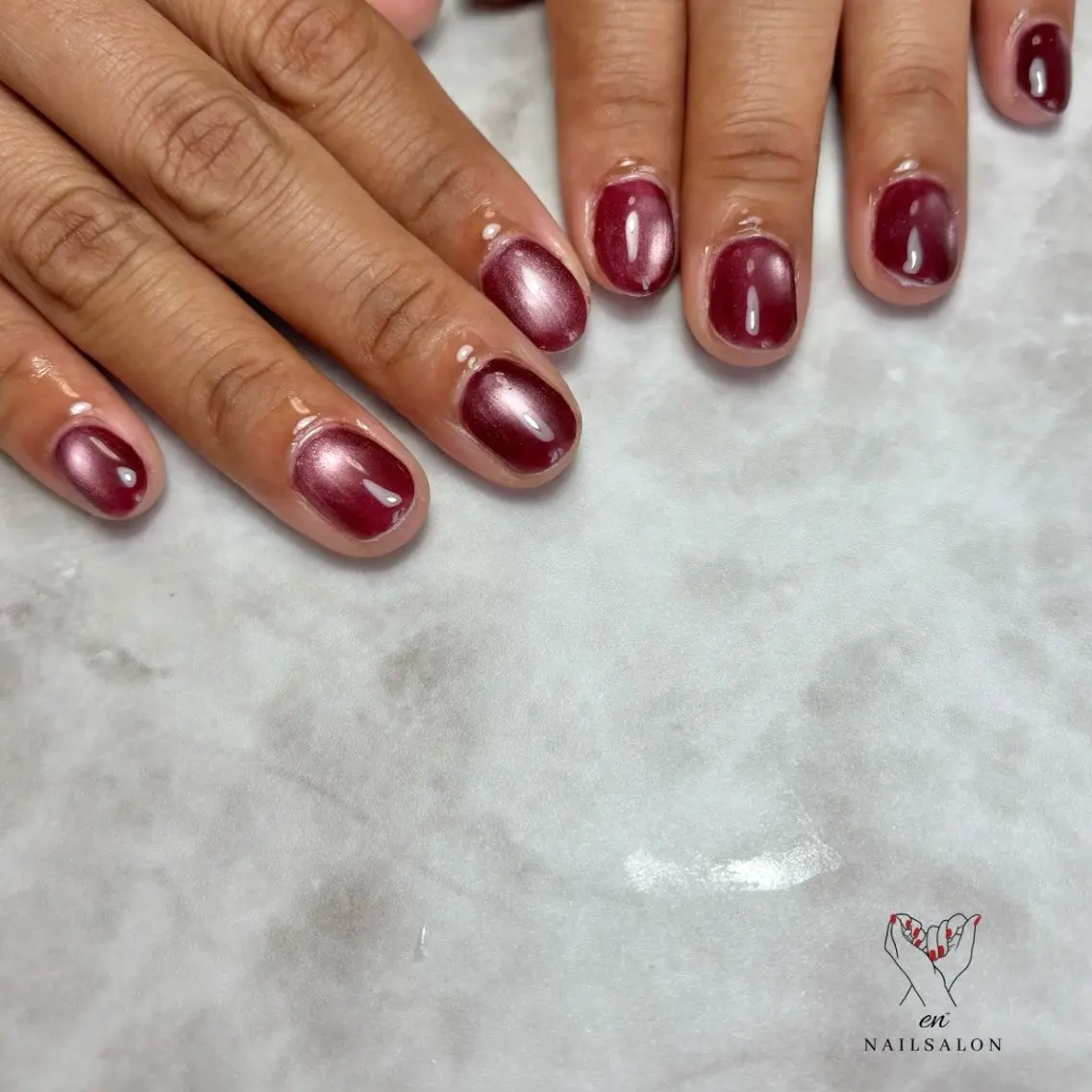 ネイル ボルドー マグネットネイル ハンドネイル NAILSALON en+沖縄市美原のネイルデザイン