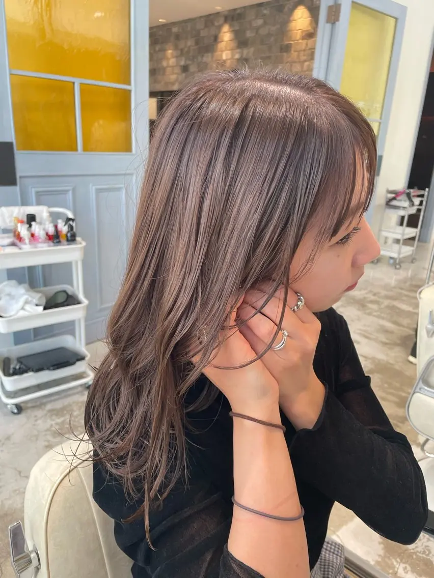 ミディアム ヘアカラー ✨艶髪／透明感カラー ミユ💜のヘアスタイル