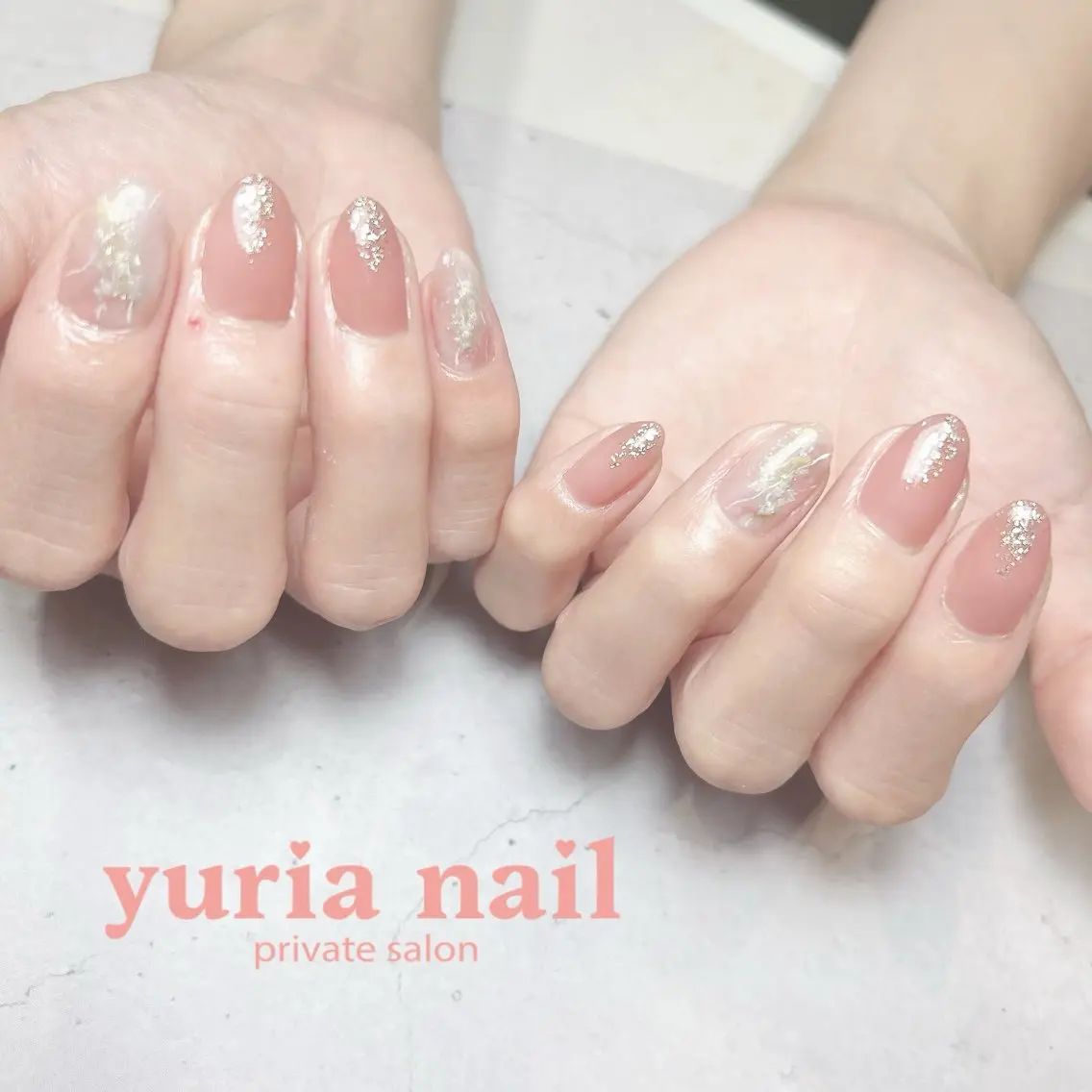 ネイル ジェルネイル 大理石ネイル(マーブル) ニュアンスネイル ピンク ハンドネイル 小林 ゆりあのネイルデザイン