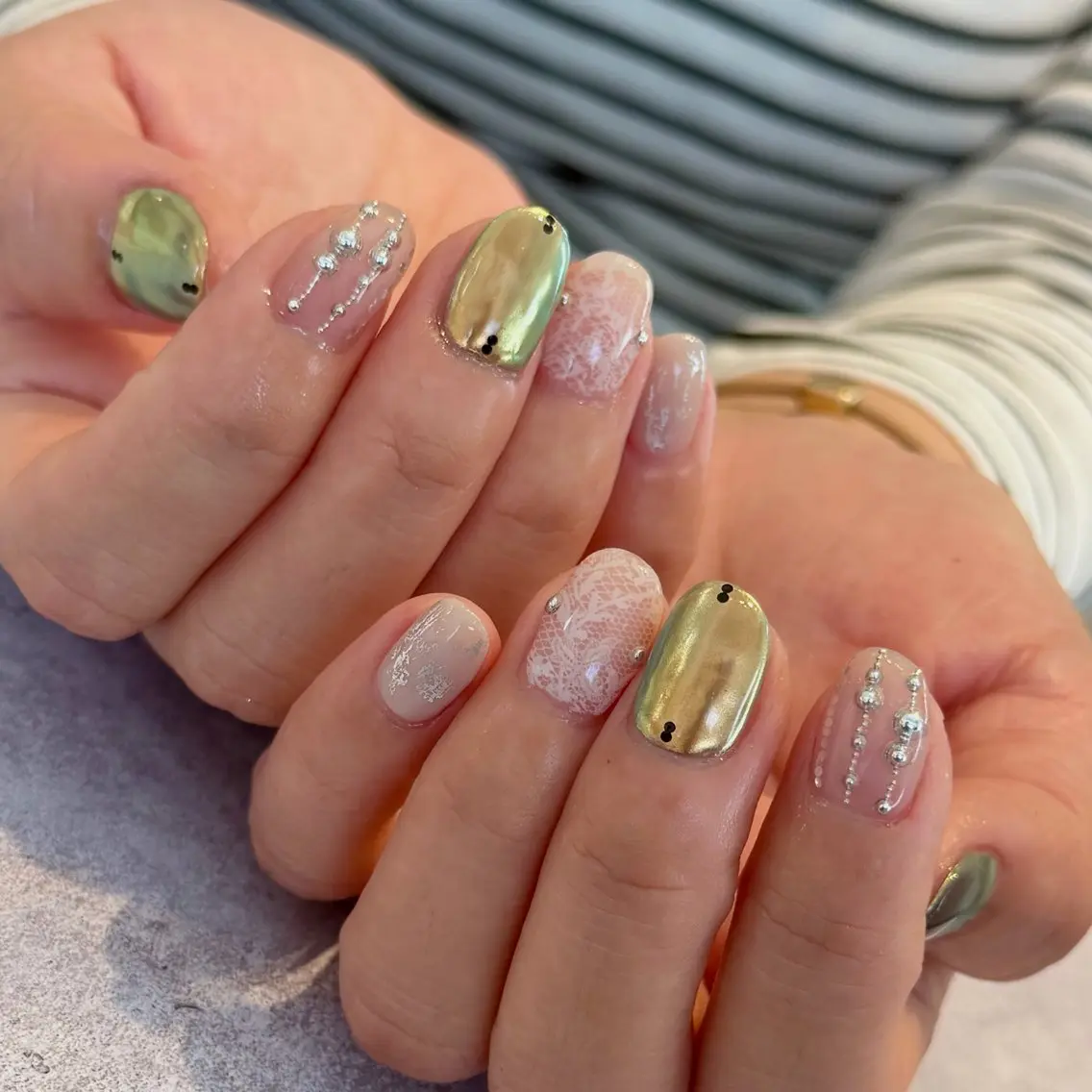 ネイル クリアネイル フラッシュネイル フラッシュマグ フレンチネイル マグネットネイル Luana nailのネイルデザイン