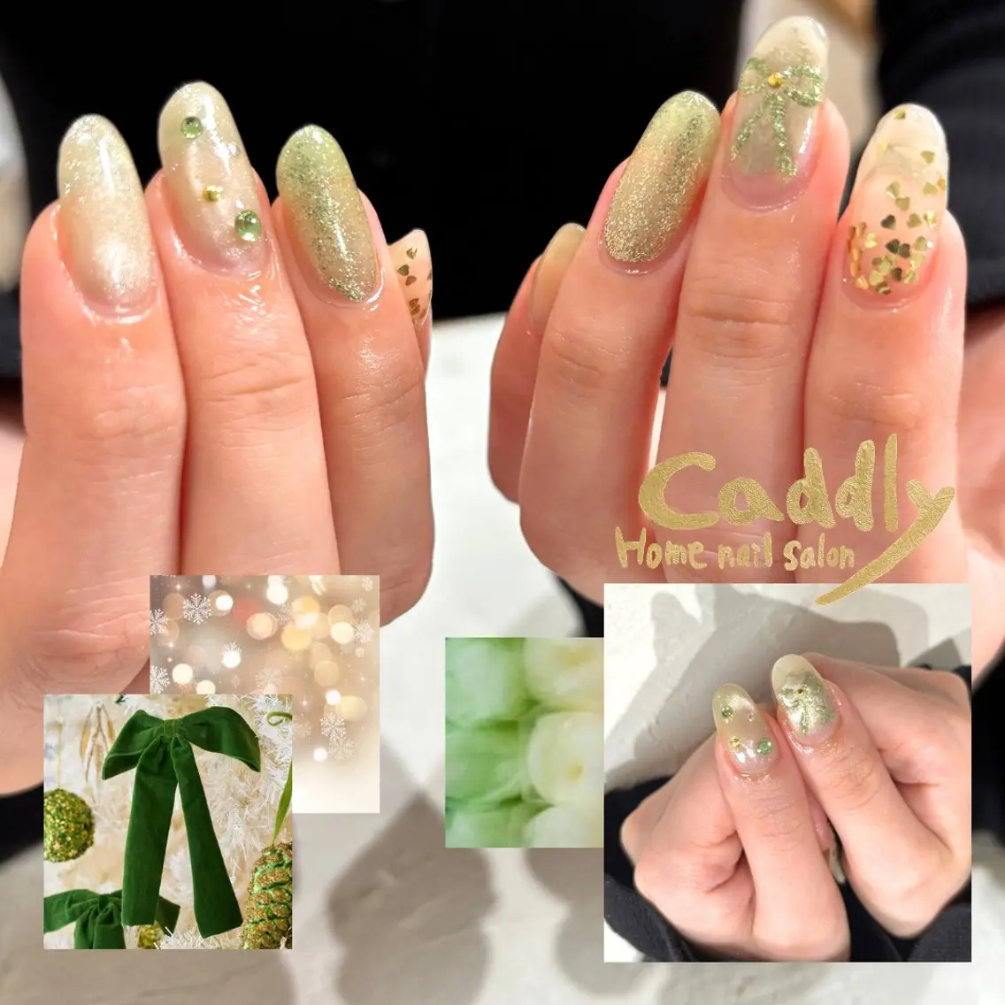 ネイル グリーン ハンドネイル caddly naoのネイルデザイン