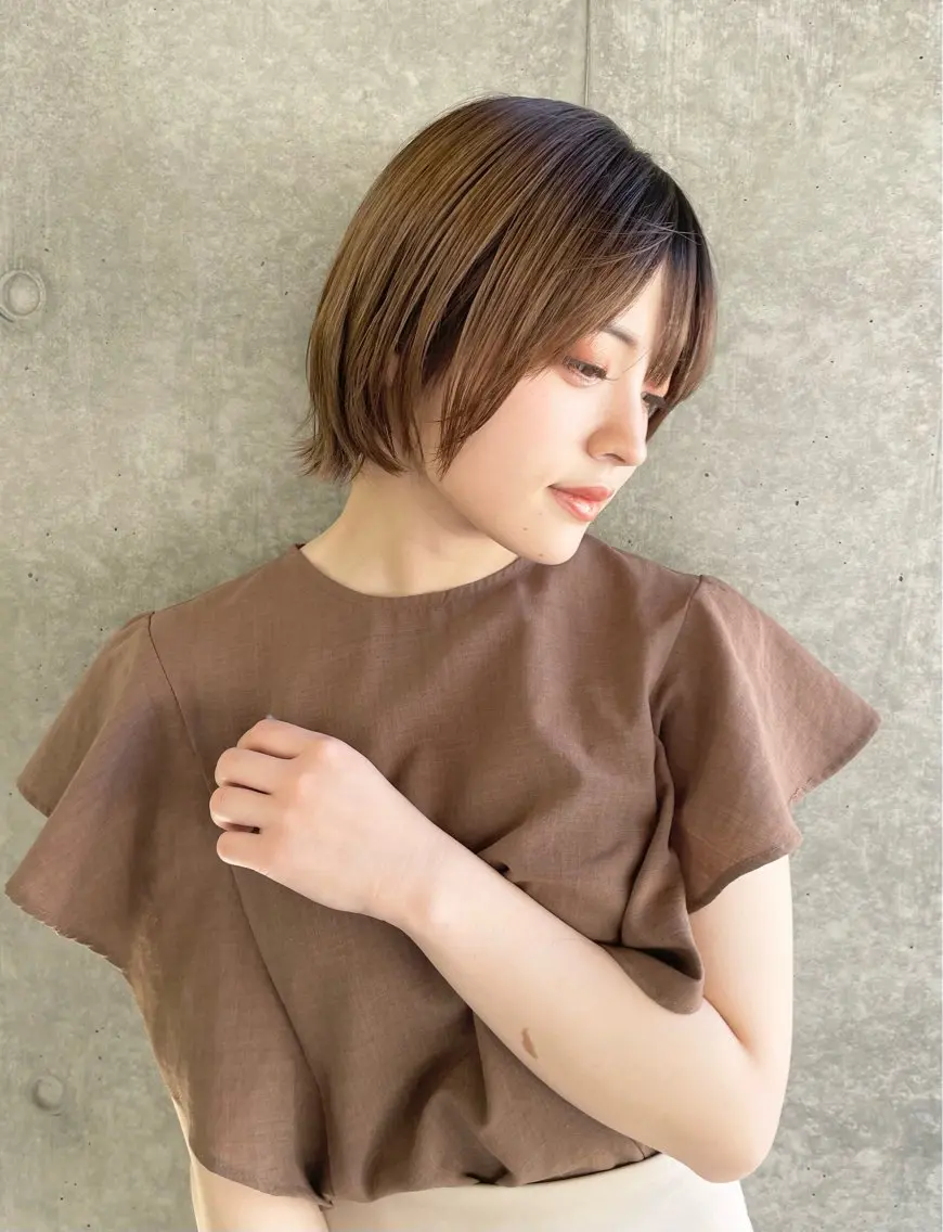 ショート カラー カット ヘアカラー トリートメント 髪質改善カラー🤍 エクステ✨君島由実子のヘアスタイル
