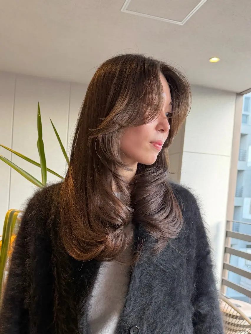 ロング カラー ベージュカラー 透明感カラー 韓国風ヘア レイヤーカット カット ヘアカラー トリートメント 上品な大人レイヤー 🍀渋谷🍀濱口敬太のヘアスタイル