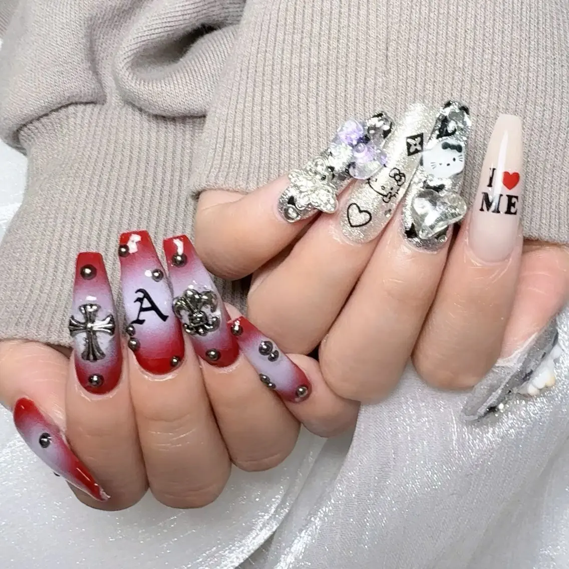 メンズ ネイル メンズ韓国風 アートネイル オーロラネイル ガーリー キラキラネイル ハンドネイル Nail salon 木にいるのネイルデザイン