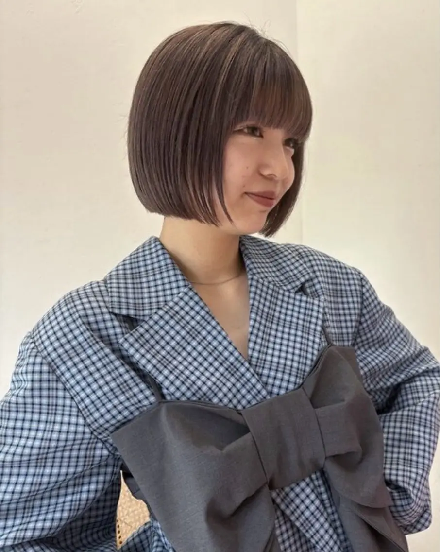 ショート カット 縮毛矯正 大人韓国レイヤー🫧 暖色カラー/はるのヘアスタイル