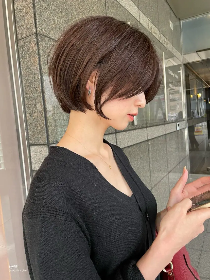 ショート カラー カット ヘアカラー 小顔ショート🏅/ 透明感カラー/みらいのヘアスタイル