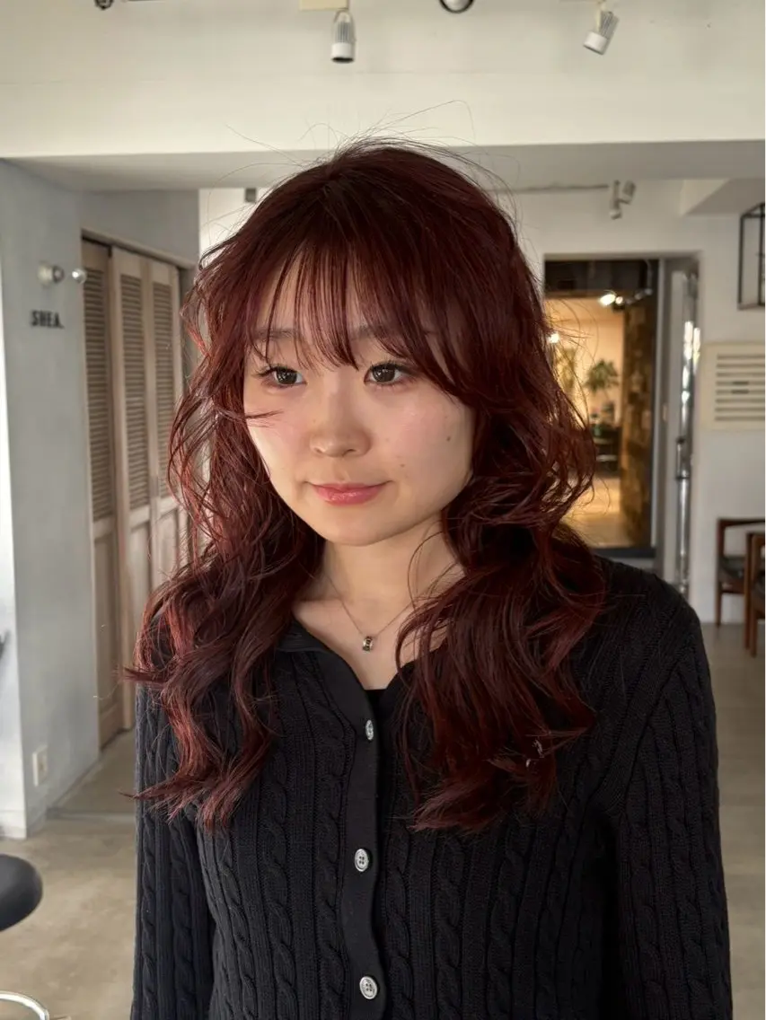 ツヤ感暖色カラー🍓🍒 暖色カラーお任せください✨✨の写真