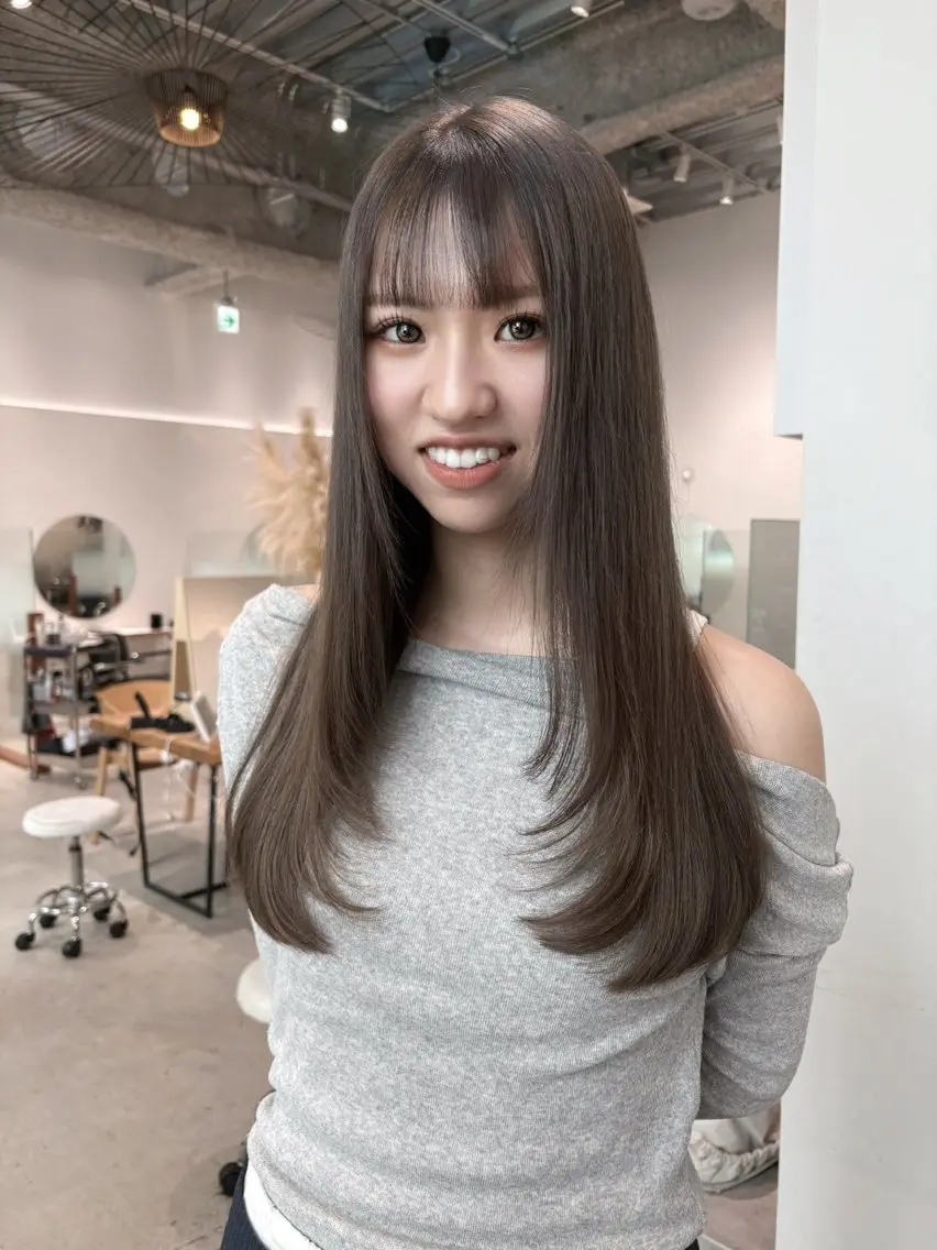 ロング カラー カット ヘアカラー トリートメント 優姫/韓国レイヤー /透明感カラーのヘアスタイル