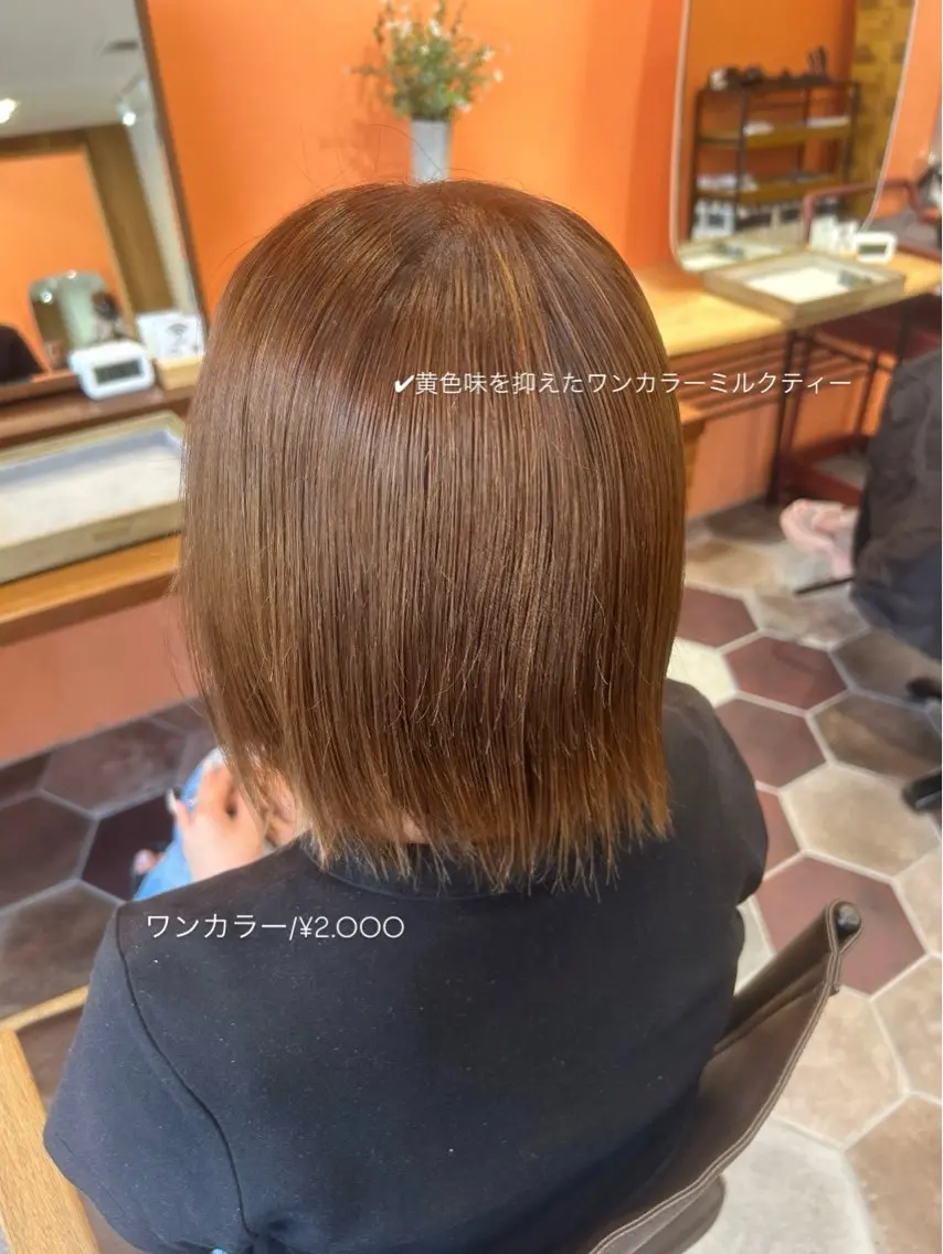 ミディアム カラー ブリーチ ブラウンカラー ブリーチなしカラー ヘアカラー 佐藤光華/JANU /カラーモデルのヘアスタイル