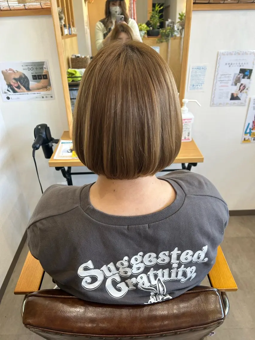 ショート ボブ ブリーチなしベージュ /ヘアセット/ミユのヘアスタイル