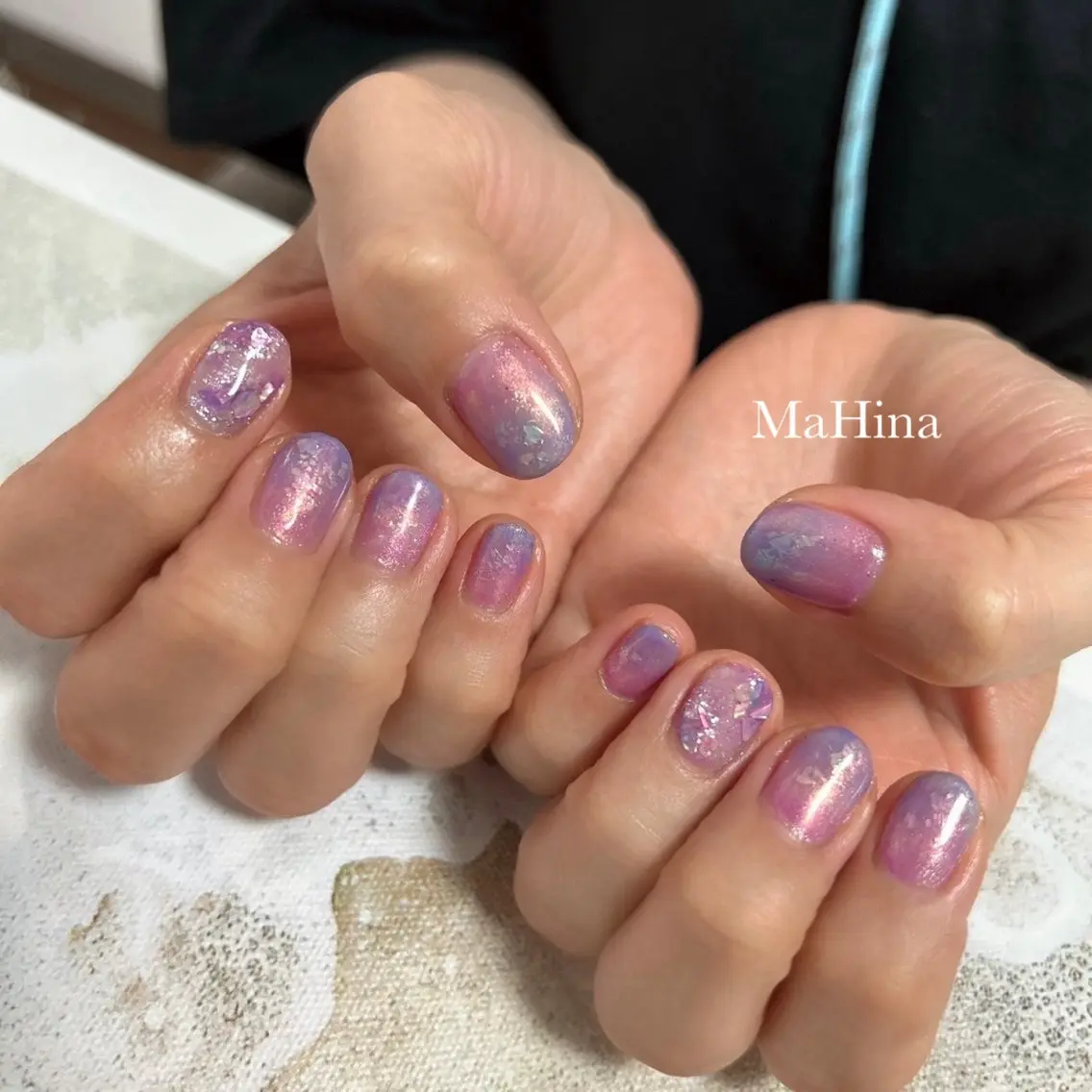 ネイル アートネイル オーロラネイル ジェルネイル ミラーネイル ニュアンスネイル Le Vernis MaHina・まひなのネイルデザイン