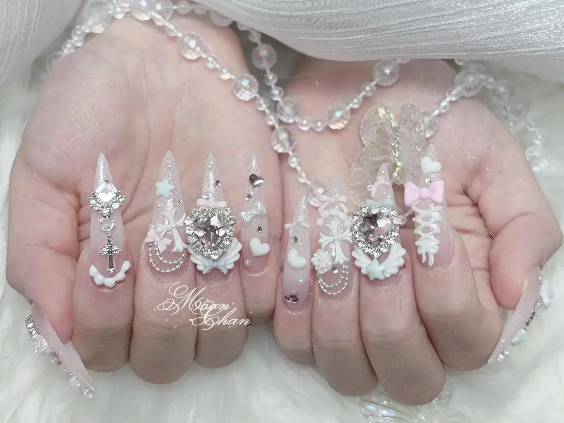 ネイル 成人式 大理石ネイル(マーブル) リボン 夏ネイル ネイルチップ ハンドネイル ハンドケア MIO🌸Nail スカルプ専門店のネイルデザイン
