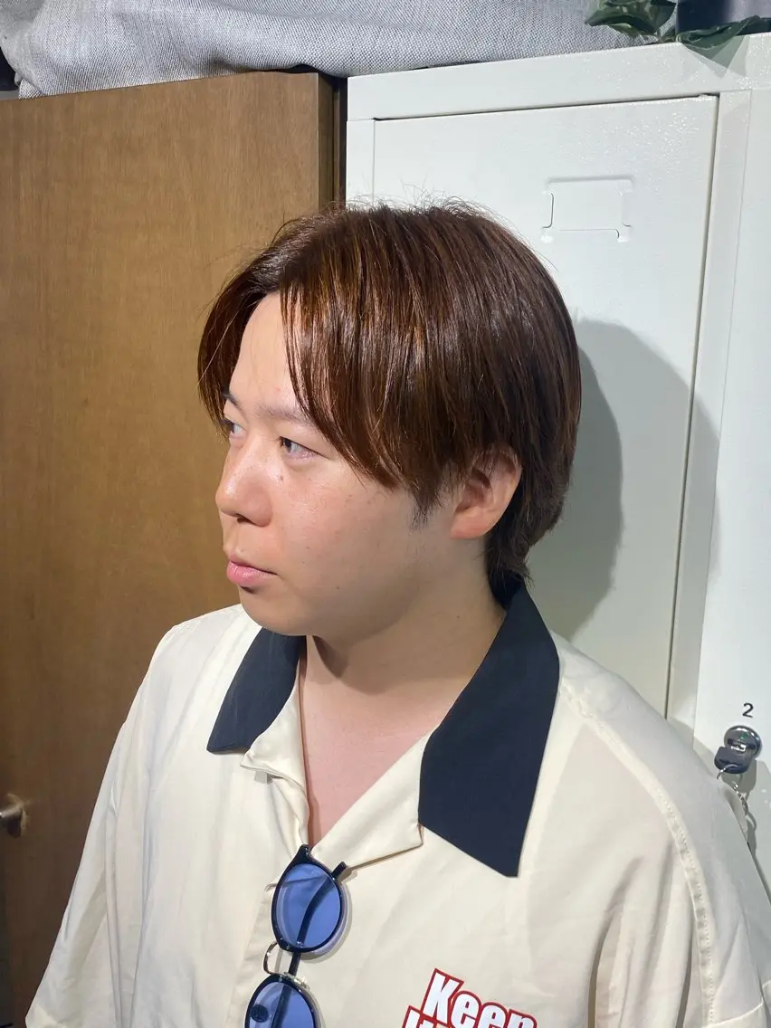 カラー メンズ メンズブリーチ センターパート メンズハイライト メンズハイトーン マッシュウルフ 👑髪質改善縮毛矯正 /フェード/森田のヘアスタイル