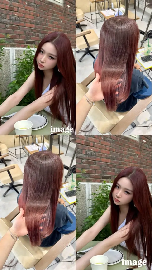 ロング カラー ブリーチ ブリーチなしカラー レッドカラー 髪質改善 トリートメント ブリーチなしwカラー /艶カラー/oukaのヘアスタイル