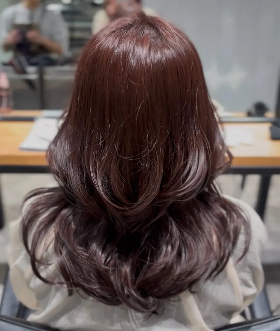 セミロング カラー カシス レッドカラー ヘアカラー Riku /透明感カラー🫧のヘアスタイル