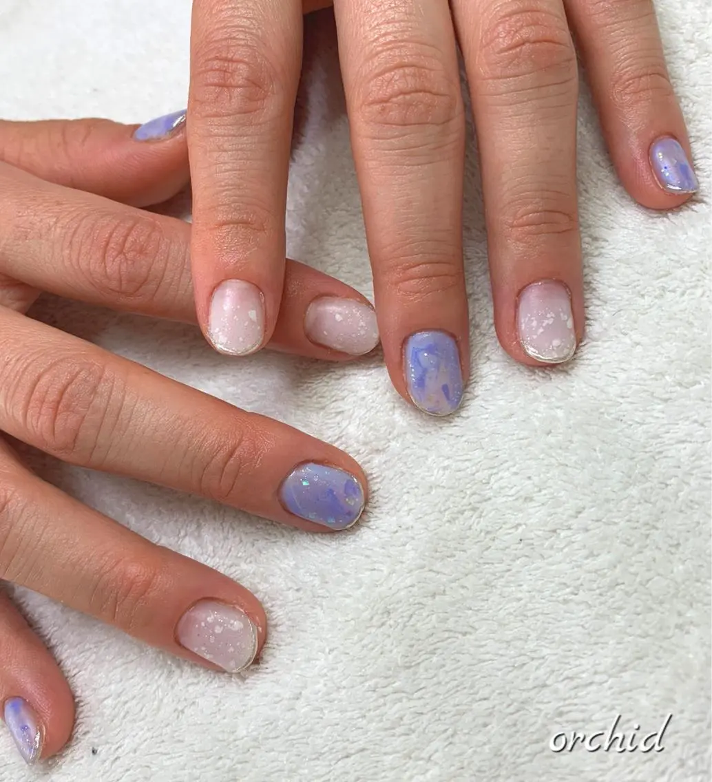ネイル ミラーネイル orchid ♡オーキッドのネイルデザイン