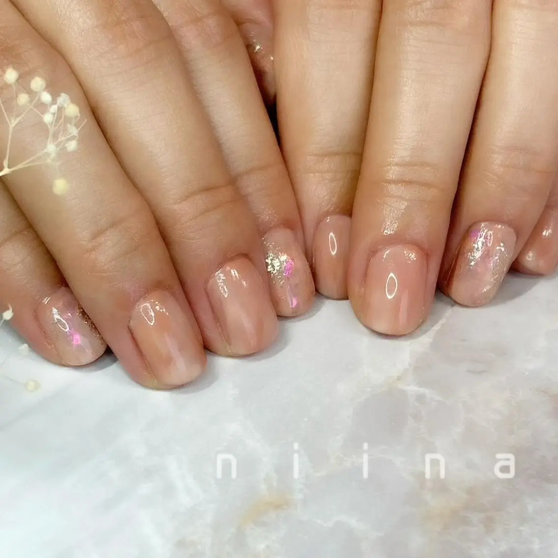 ネイル ニュアンスネイル ピンク n i i n a  -eye&nail-のマツエク・マツパデザイン