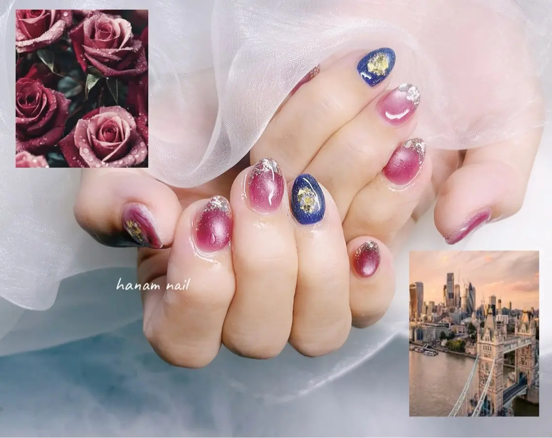 ネイル ハンドネイル hanam nail 🌿🩵ハナムネイルのネイルデザイン