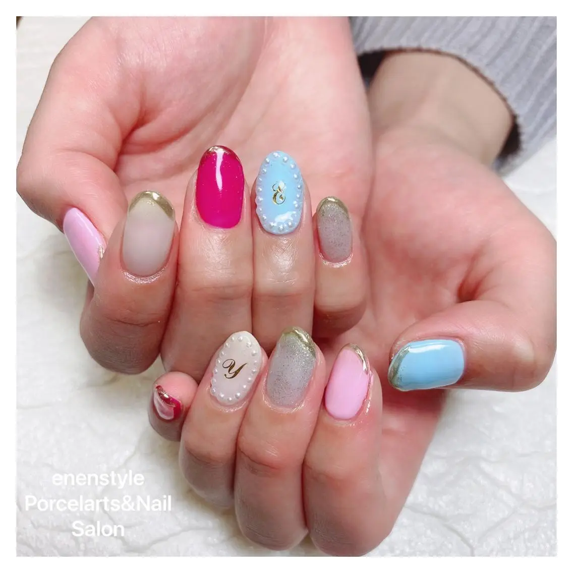 ミディアム ネイル ハンドネイル 🐾enen style 🐾のネイルデザイン