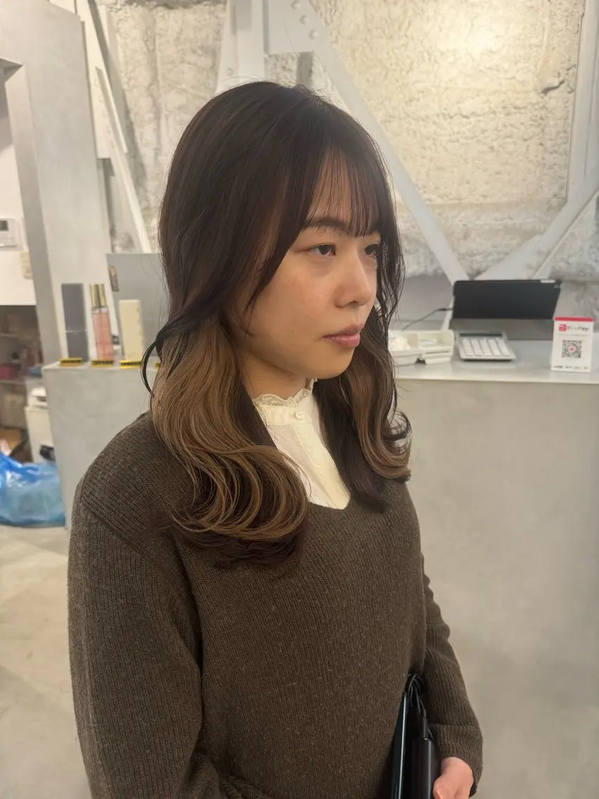 セミロング カット ヘアカラー トリートメント 新宿/顔周りカット +レイヤー=しずく♩のヘアスタイル