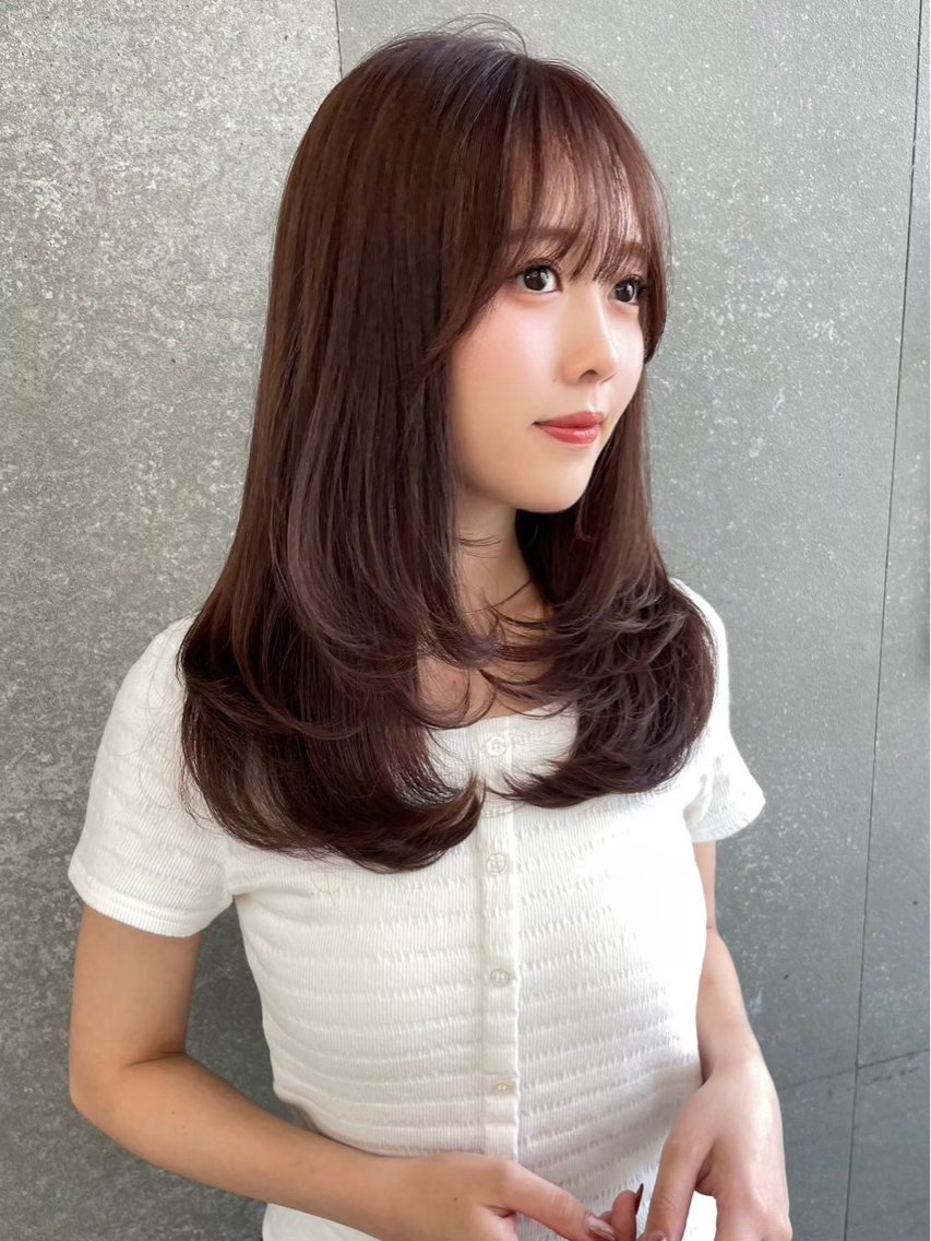 ミディアム カラー パーマ ヘアアレンジ ヘアカラー トリートメント レイヤー/縮毛矯正/ ブリーチなし吉村清志のヘアスタイル