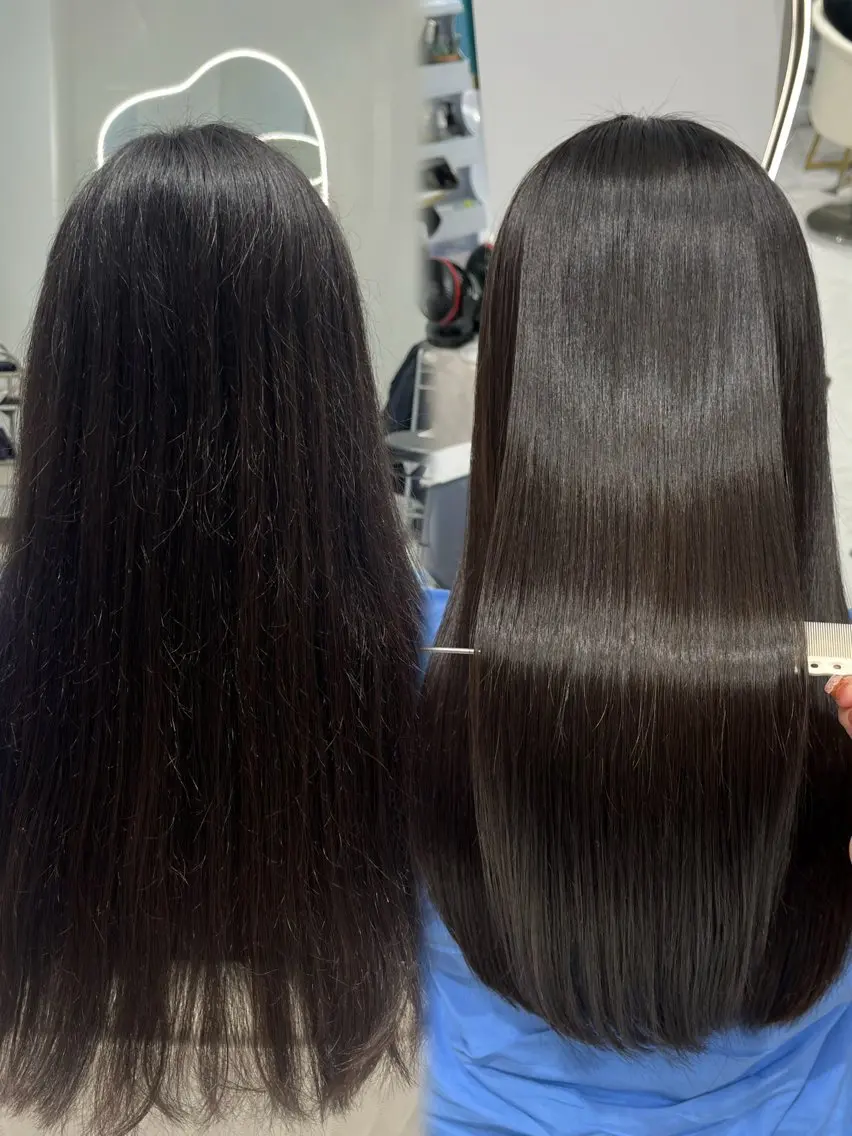 ロング くせ毛 トリートメント 縮毛矯正 𝑹𝒊𝒉𝒐🎀 名駅/大人韓国ヘアのヘアスタイル