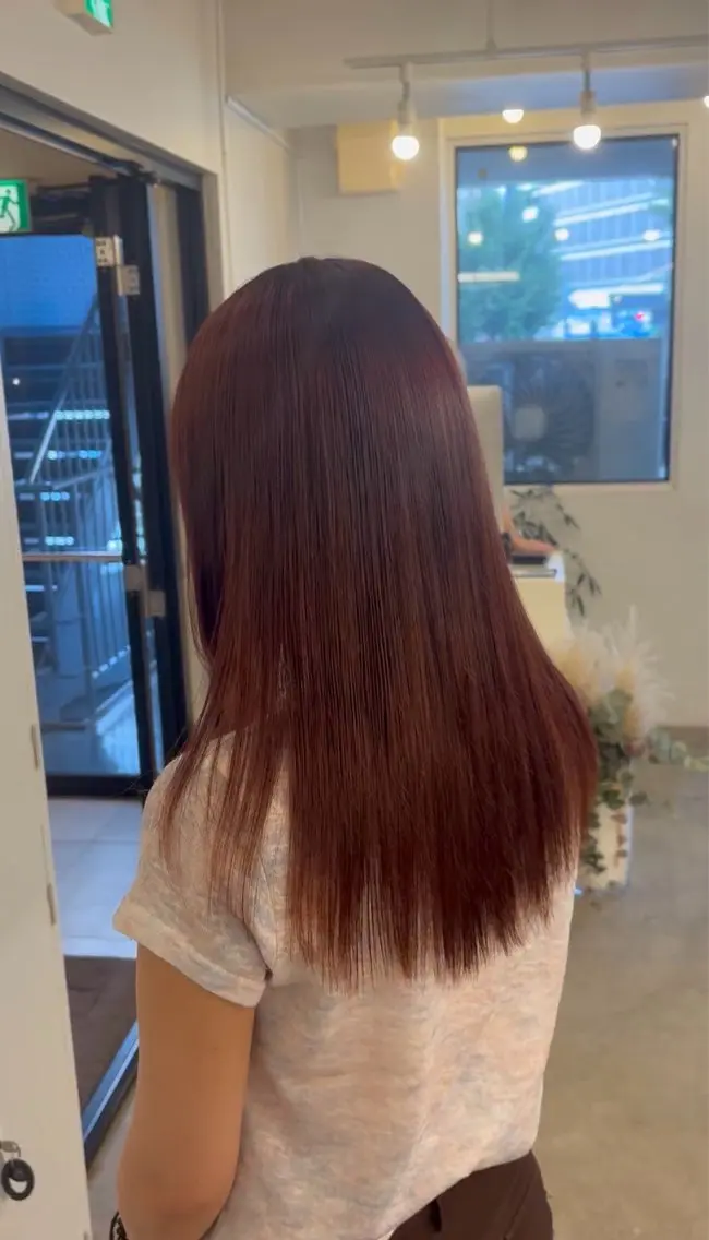 セミロング オレンジブラウン ヘアカラー トリートメント OMURA MINORIのヘアスタイル