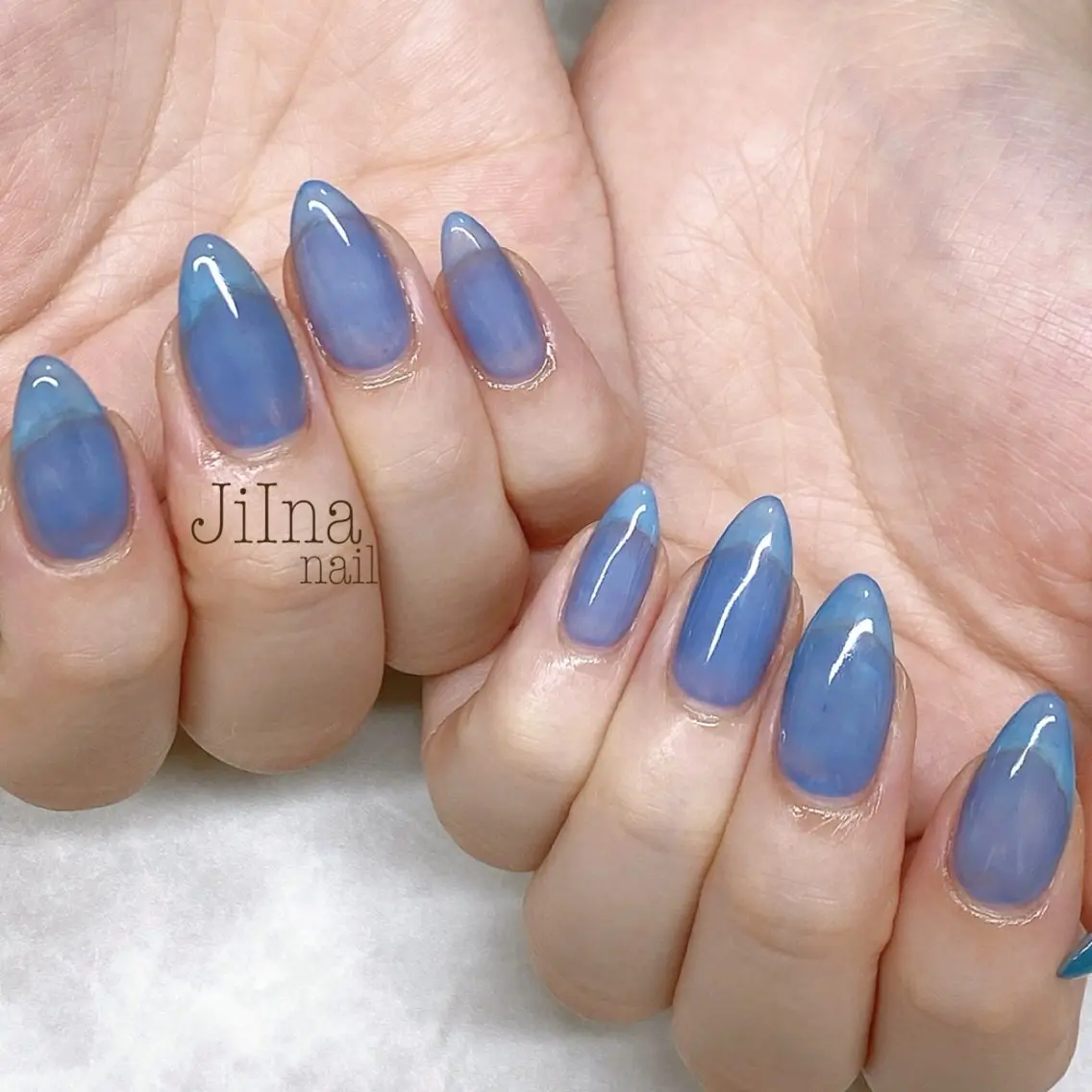 ネイル ブルー クリアネイル ワンカラーネイル JiIna nailのネイルデザイン