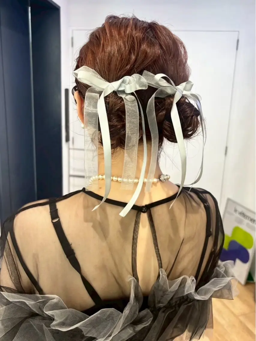 ヘアアレンジ 結婚式・ブライダル ヘアセット 透明感カラー 🍀mizuki🍀のヘアスタイル