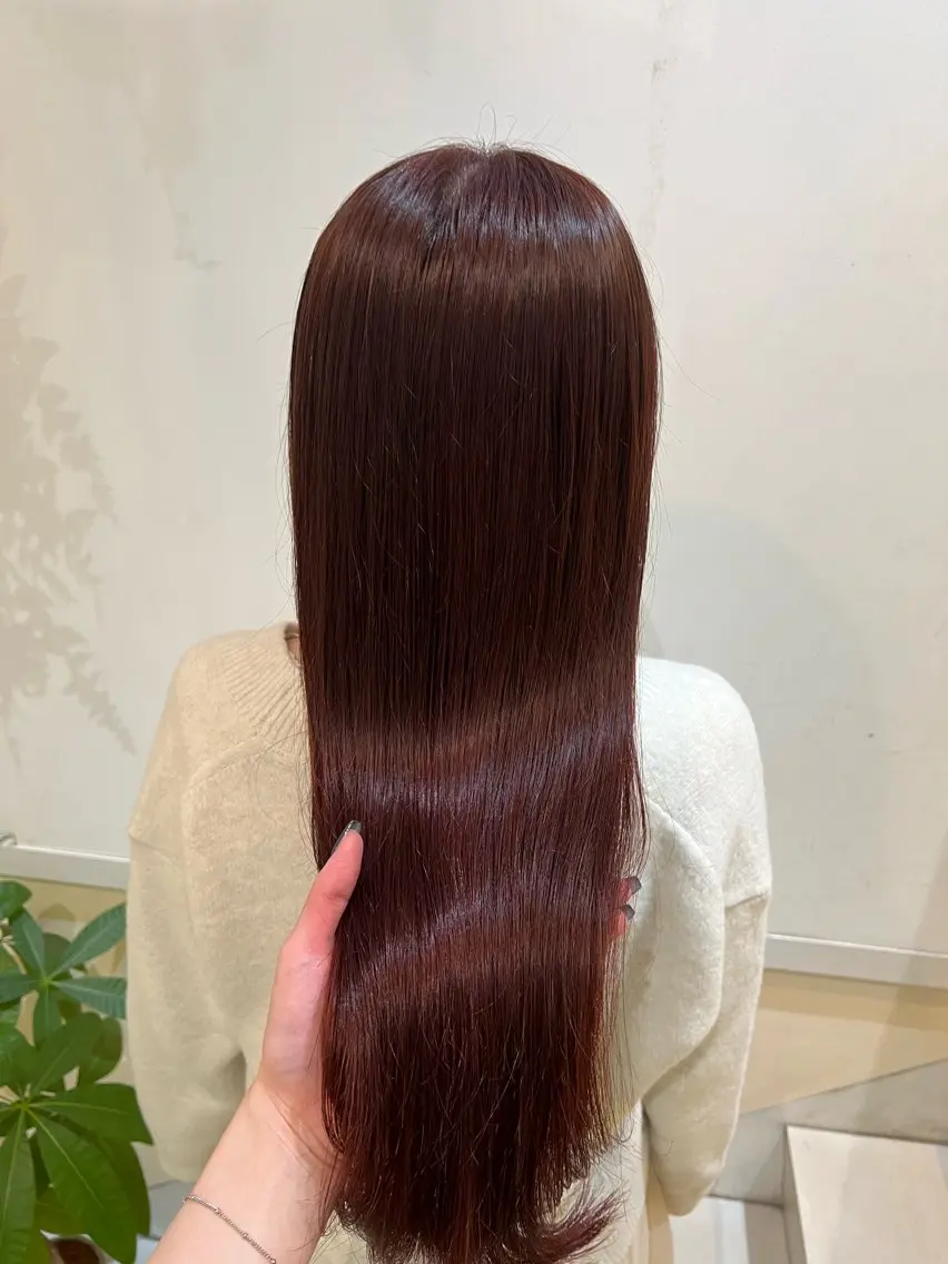 ロング カラー ヘアカラー ブリーチしない暖色 カラー🥀杉 優菜のヘアスタイル
