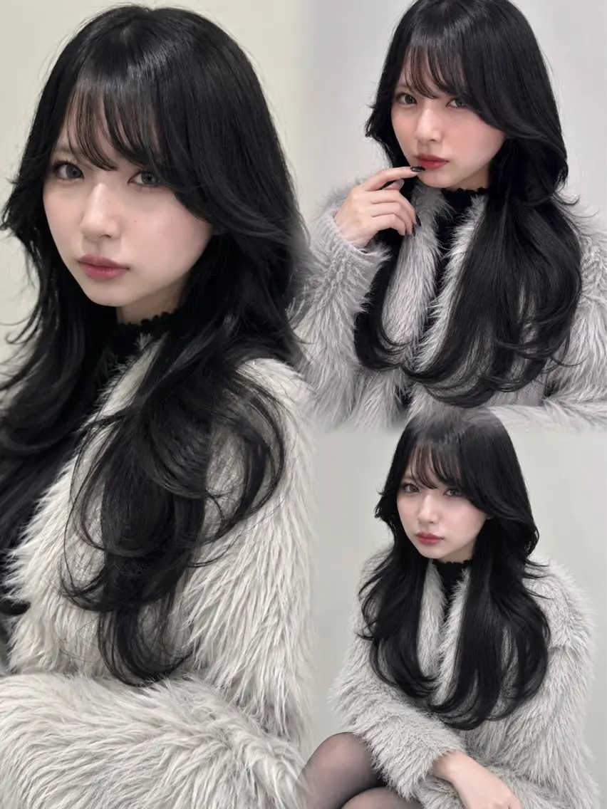 ロング カラー ヘアアレンジ レイヤーカット カット ヘアカラー トリートメント ヘッドスパ ヘアセット 韓国レイヤーカット /韓国トレンドカラーのヘアスタイル