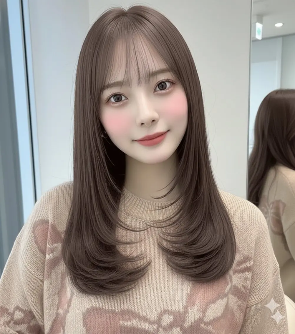 ロング 韓国風ヘア レイヤーカット 髪質改善 竹川裕太のヘアスタイル