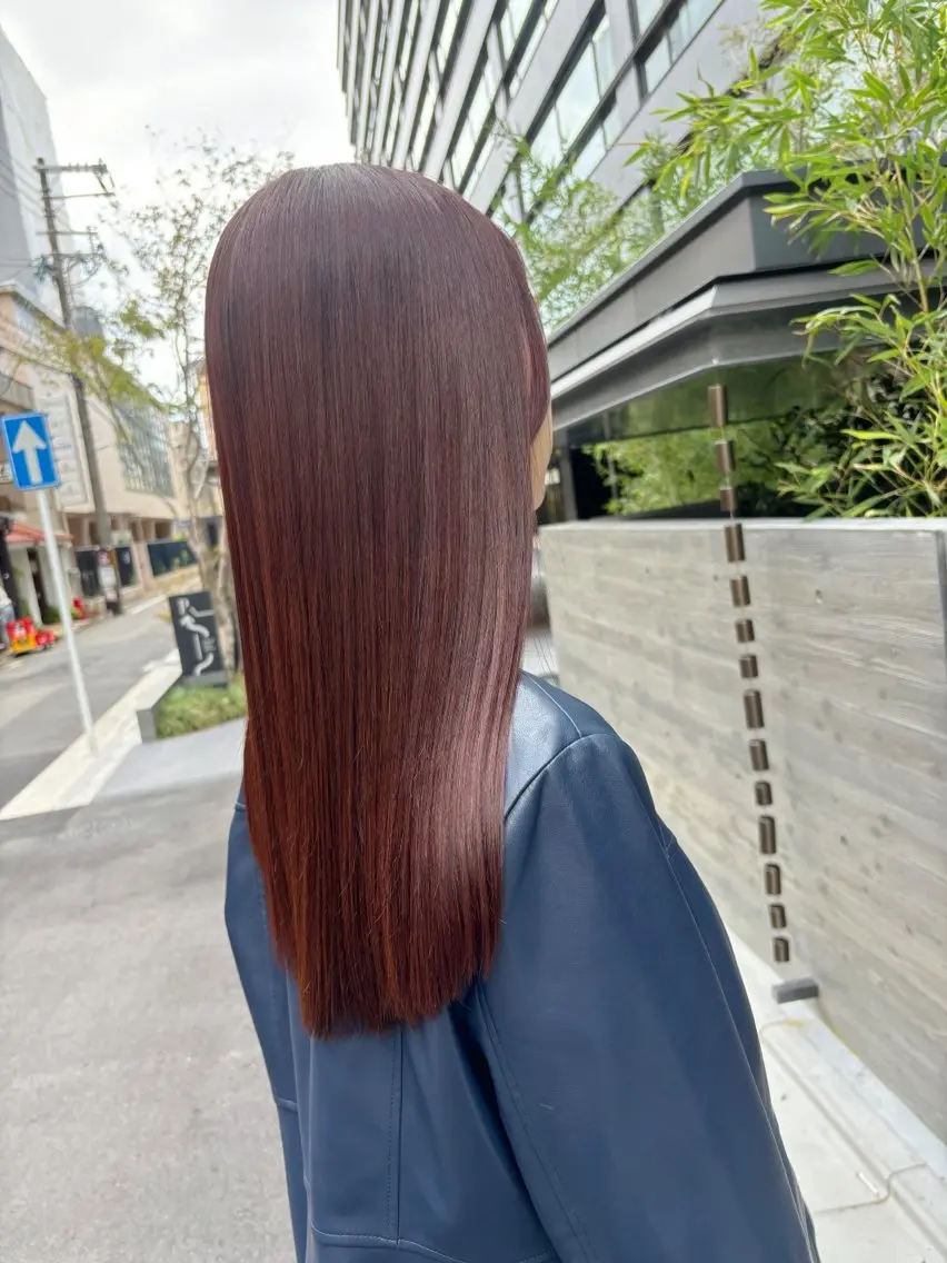 ロング カラー ブラウンカラー 透明感カラー ピンクカラー ピンクブラウン HIYOSHI　✂︎ 艶髪職人のヘアスタイル