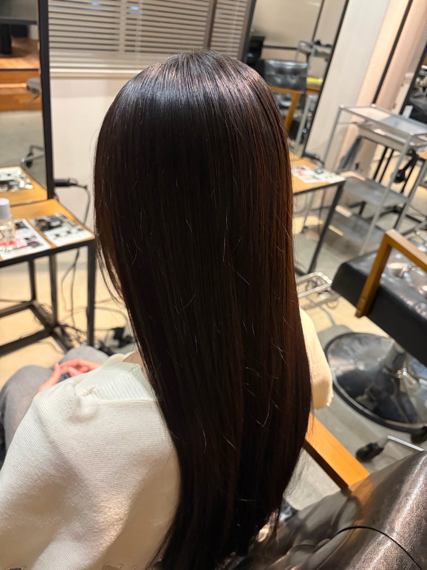 ロング カラー 縮毛矯正 栄/透明感カラー/ 暖色カラー/髪質改善のヘアスタイル