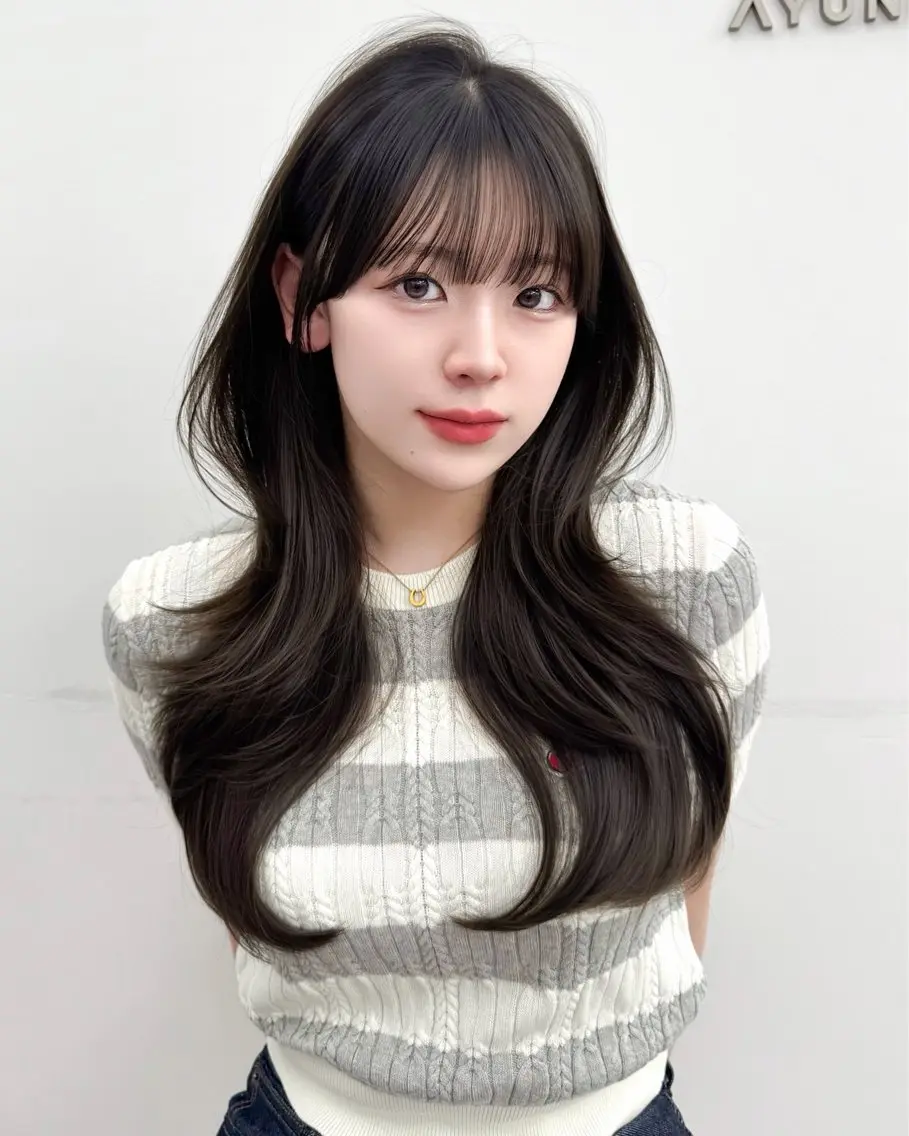 ロング カラー カット ヘアカラー トリートメント 韓国ヘア　紗希 🦋のヘアスタイル