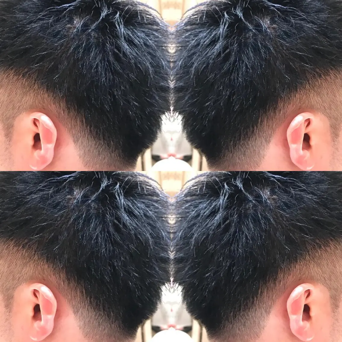 ショート カラー メンズ フェードカット 黒髪 ブルーカラー ブルーブラック エンターテイナー🔥 星野 甲斐のヘアスタイル